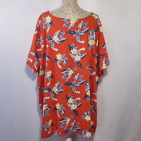 Old Navy Women's Size 4X Tropical Print Short Sleeve  Round Neck Tie Front Top - Picture 10 of 14